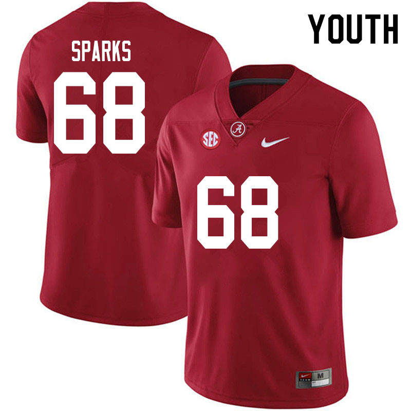 Youth #68 Alajujuan Sparks Alabama Crimson Tide College Football Jerseys Sale-Crimson